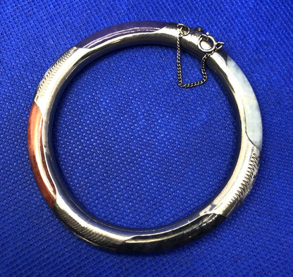 Sterling Silver 925 Green Lavender Black & Red Jade Cabochon Bangle Bracelet