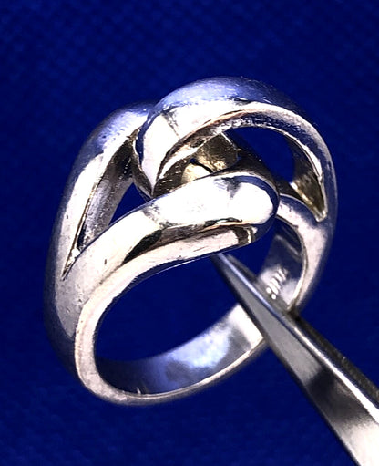 Designer PAJ 925 Sterling Silver Modernist Interlocked Entwined Knot Ring