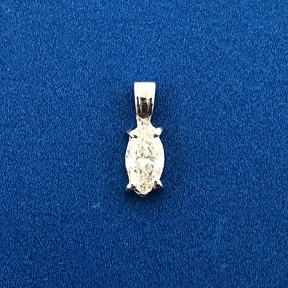 Gorgeous 14k White Gold Marquise Cut White Diamond Precious Pendant
