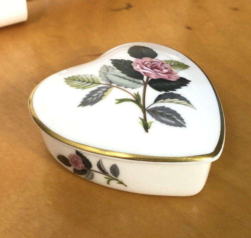 Vintage 3 Pc Lot Of 2 Heart Trinket Boxes & 1 Painted Porcelain Egg Paperweight