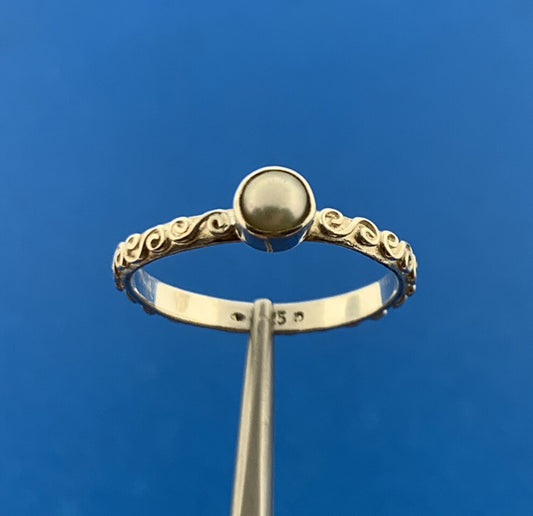Designer 925 Sterling Silver Pearl Scroll Design Stackable Band Ring