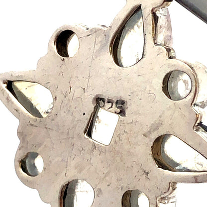 Vintage 925 Sterling Silver Pear Round Moonstone Cabochon Cross Pendant