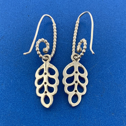 Authentic PANDORA 925 Sterling Silver Cubic Zirconia Leaf Dangle Drop Earrings