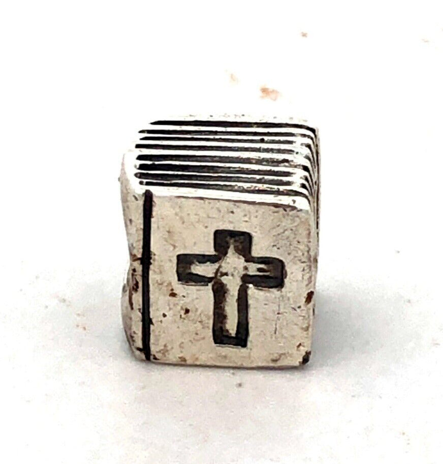 Retired PANDORA 925 Sterling Silver 790261 Cross Bible Book Slide Bracelet Charm
