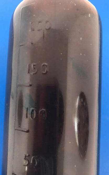 1933 Owens Illinois Glass 250 Mils Apothecary Bottle Amber Brown Alton IL w/Cork