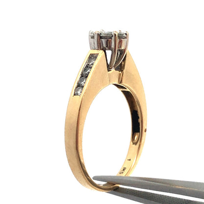 Designer IKS 14K Yellow Gold Diamond Floral Cluster Engagement Anniversary Ring