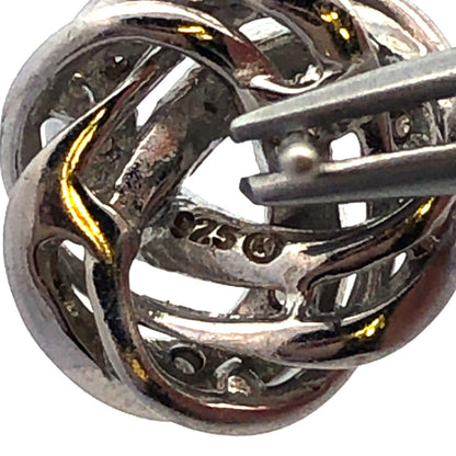 Designer 925 Sterling Silver Round Diamond Knot Stud Earrings