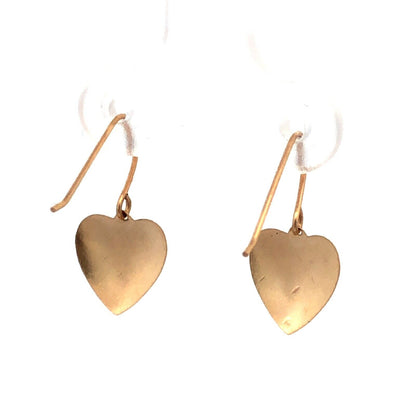 Designer JCM 14K Yellow Gold Textured Heart Love Hook Dangle Earrings
