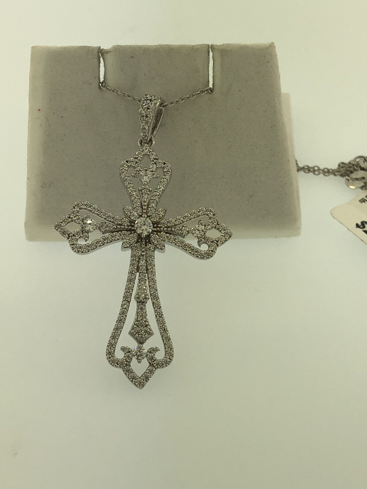 Jacmel Mauitius JCM Sterling Silver 925 Cubic Zirconia Statement Cross Necklace
