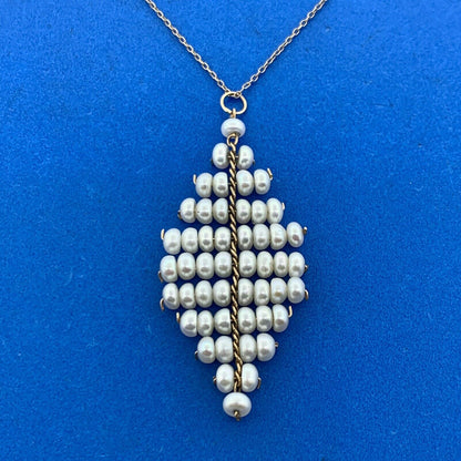 Designer B.A.B. 14K Yellow Gold Cascading Pearl June Bridal Anniversary Necklace