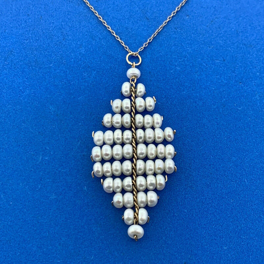 Designer B.A.B. 14K Yellow Gold Cascading Pearl June Bridal Anniversary Necklace