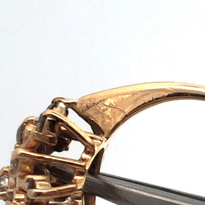 Designer 14K Yellow Gold Diamond Ruby Accent Starburst Snowflake Cocktail Ring