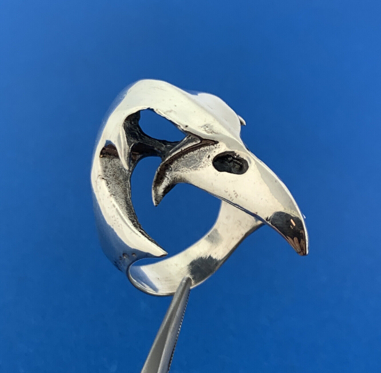 Sterling Silver 925 Eagle Phoenix Skull Biker's Guardian Statement Ring