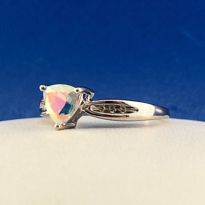 Modern 10K White Gold Trilliant Passion Topaz Diamond Engagement Promise Ring