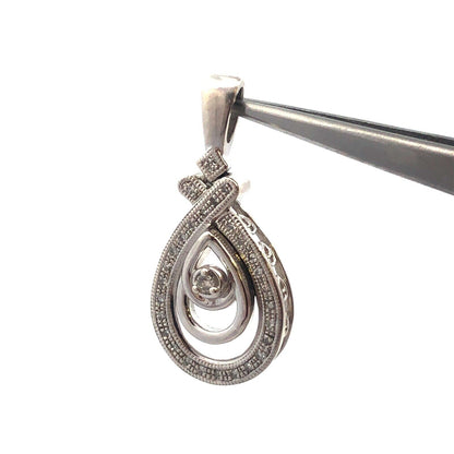 Designer KSJ 925 Sterling Silver Round Diamond Oval Occasion Anniversary Pendant