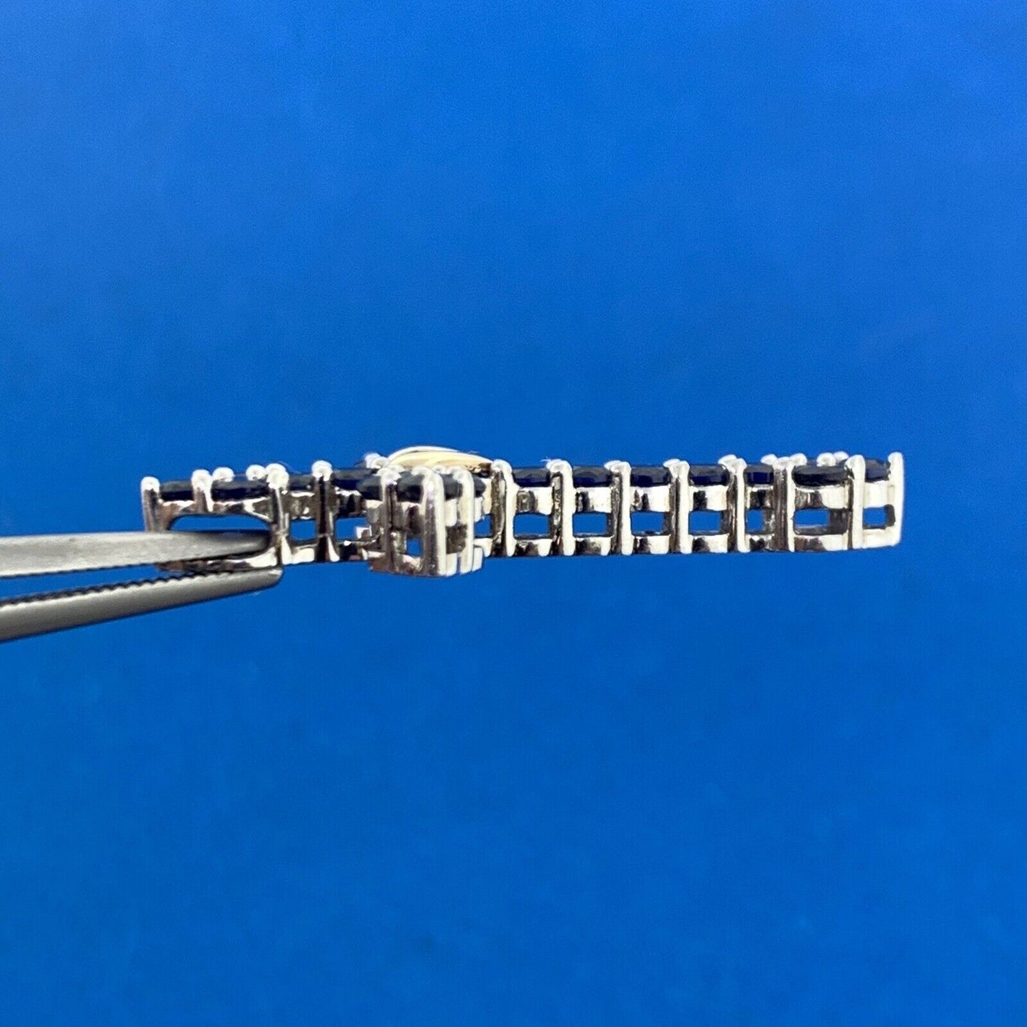 Designer 925 Sterling Silver 10K Yellow Gold Sapphire Cross Pendant