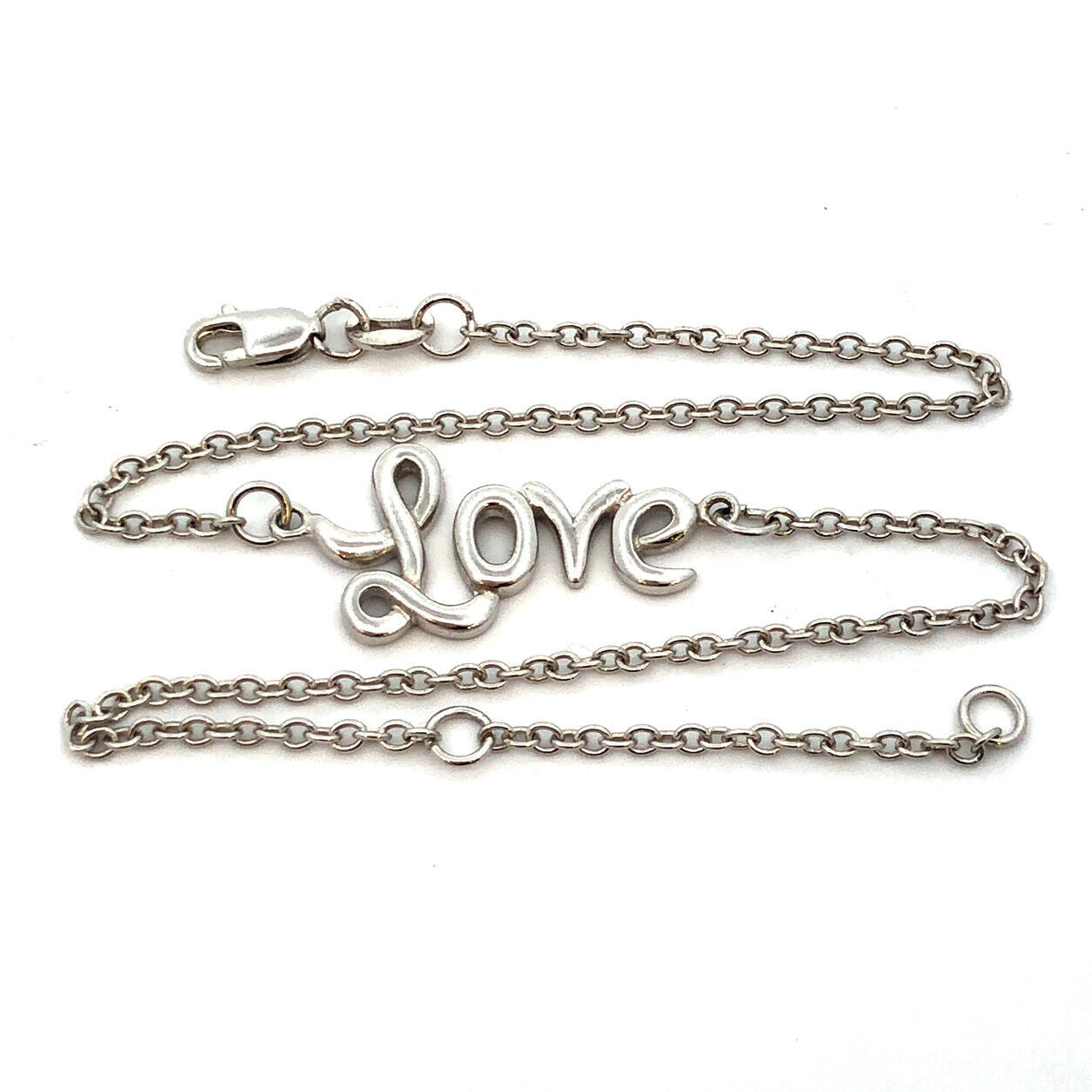 Designer 925 Sterling Silver Cursive Love Chain Valentines Anklet