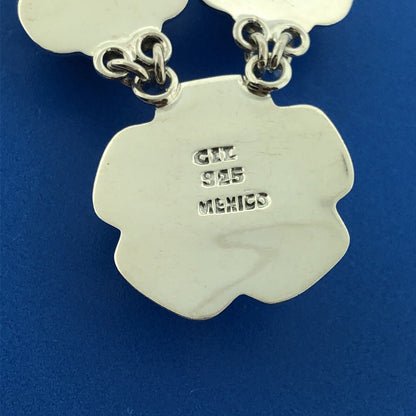Designer GIL Mexican Sterling Silver 925 Floral Poppy Adjustable Toggle Necklace
