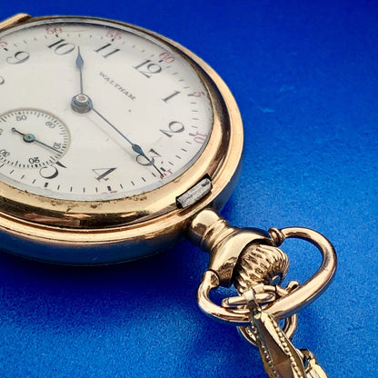 Vintage 1909 Waltham 15j Grade 165 Pocket Watch Gold Filled Case