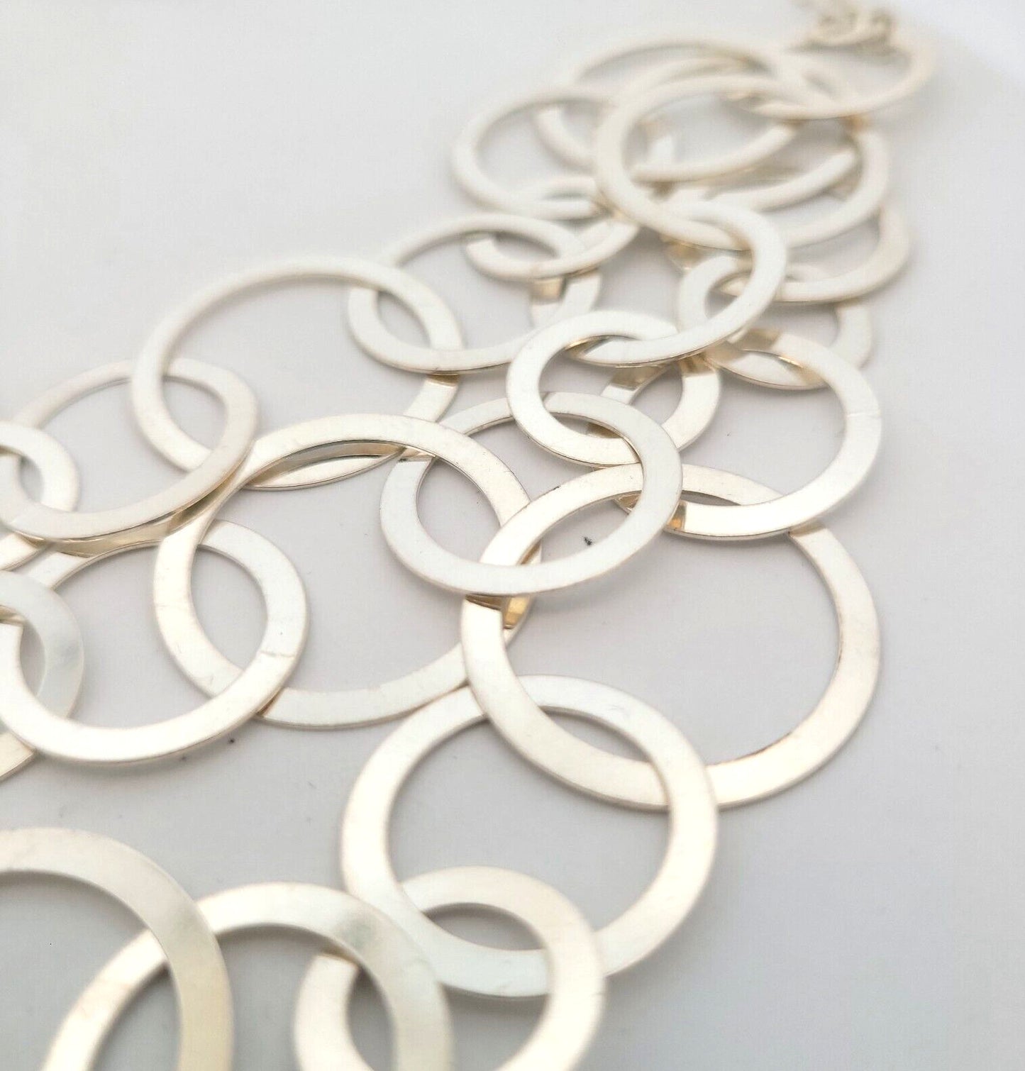 Karizia SPA KA1722 Italy Sterling Silver Round Layered Modernist Chain Necklace