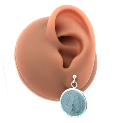 Designer Milor Italy 925 Sterling Silver Italian Lire Coin Stud Dangle Earrings