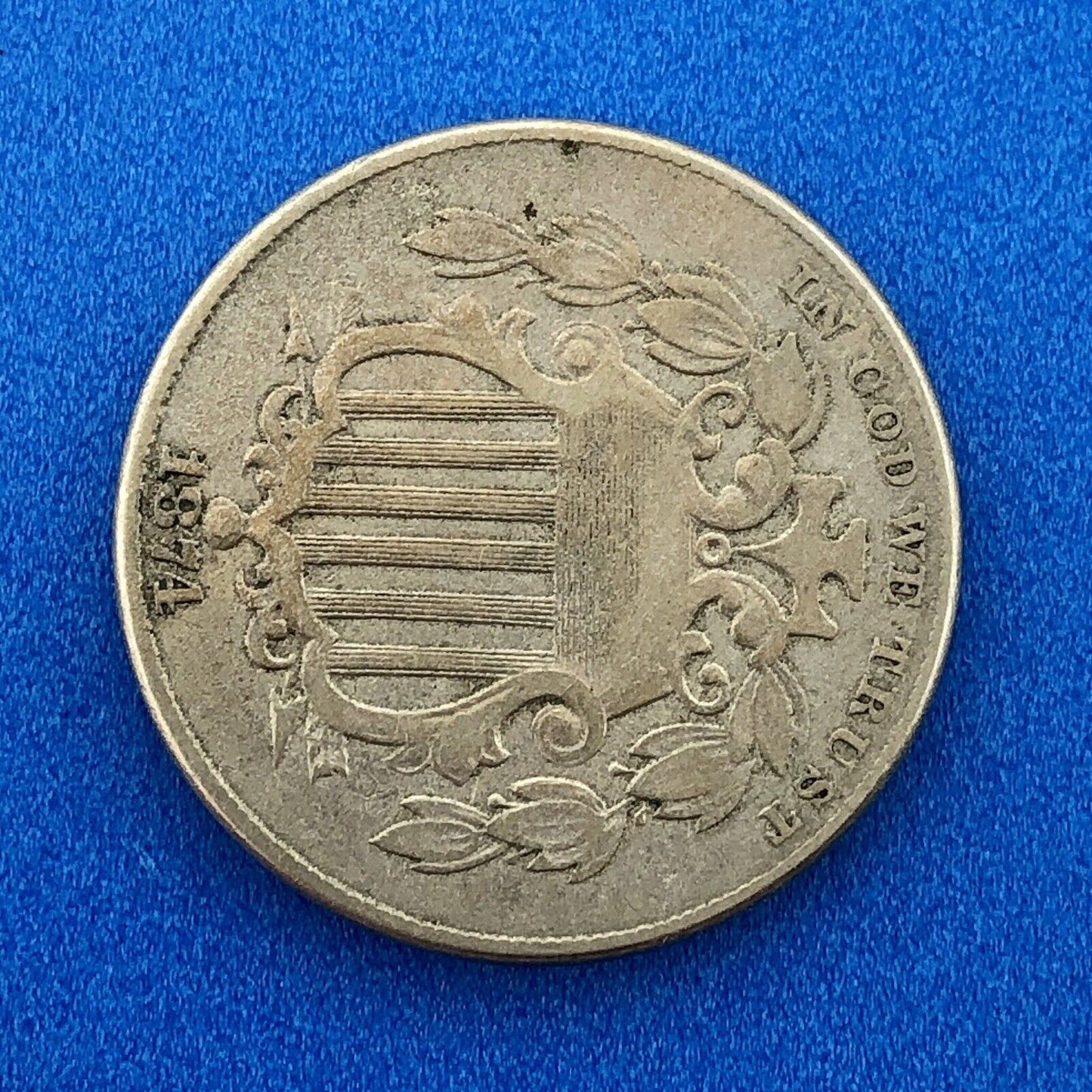 1874 P Shield Nickel Variety 2 Scarce Rare Better Key Philadelphia Mint Coin
