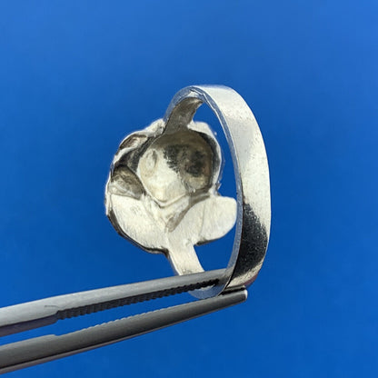 1980's 925 Sterling Silver Textured 3D Rose Flower Ring