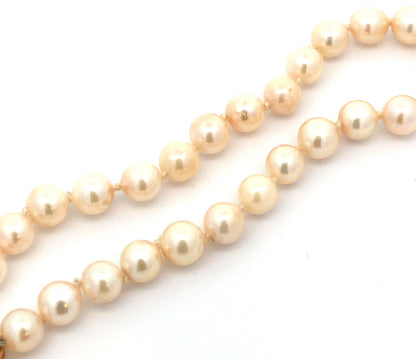 Designer 14K Yellow Gold Flower Clasp Hand Knotted Pearl Bead Bracelet