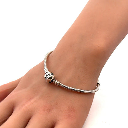 Designer PANDORA 925 Sterling Silver Snake Chain Charm 6.75 Inch Bracelet