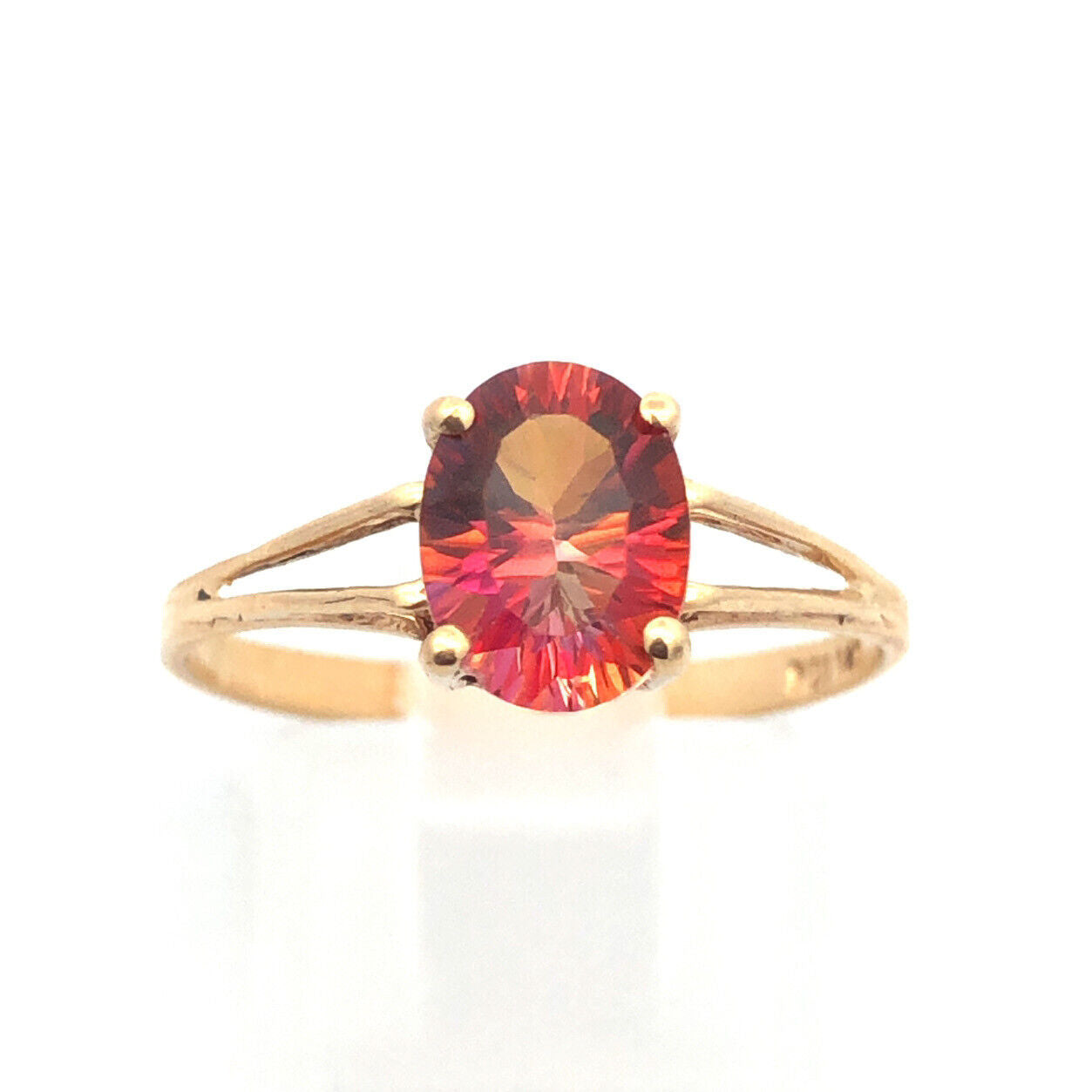 Designer 14K Yellow Gold Oval Mystic Topaz Solitaire Cocktail Ring