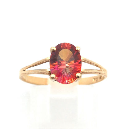 Designer 14K Yellow Gold Oval Mystic Topaz Solitaire Cocktail Ring