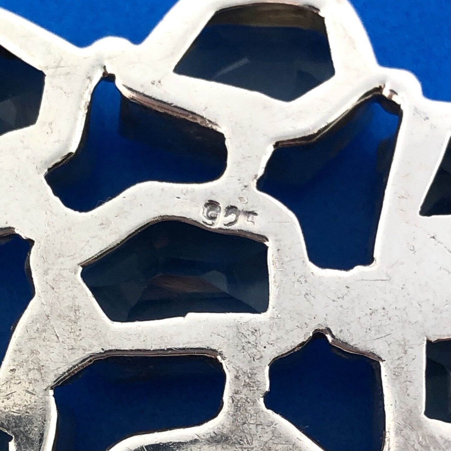 Retro Modernist 925 Sterling Silver Green Amethyst Multi Panel Chunky Pendant