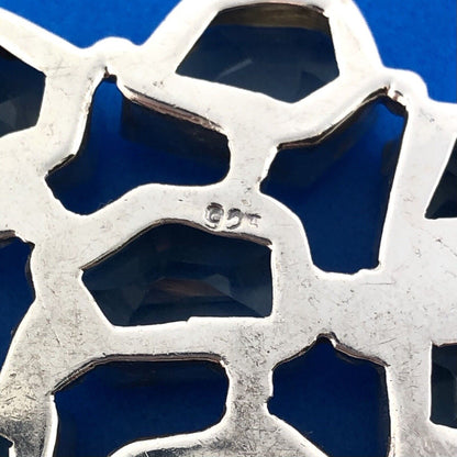 Retro Modernist 925 Sterling Silver Green Amethyst Multi Panel Chunky Pendant