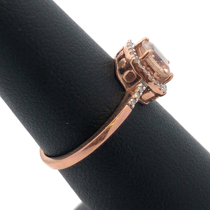 Zales Designer 10K Rose Gold Cushion Cut Morganite Diamond Halo Engagement Ring