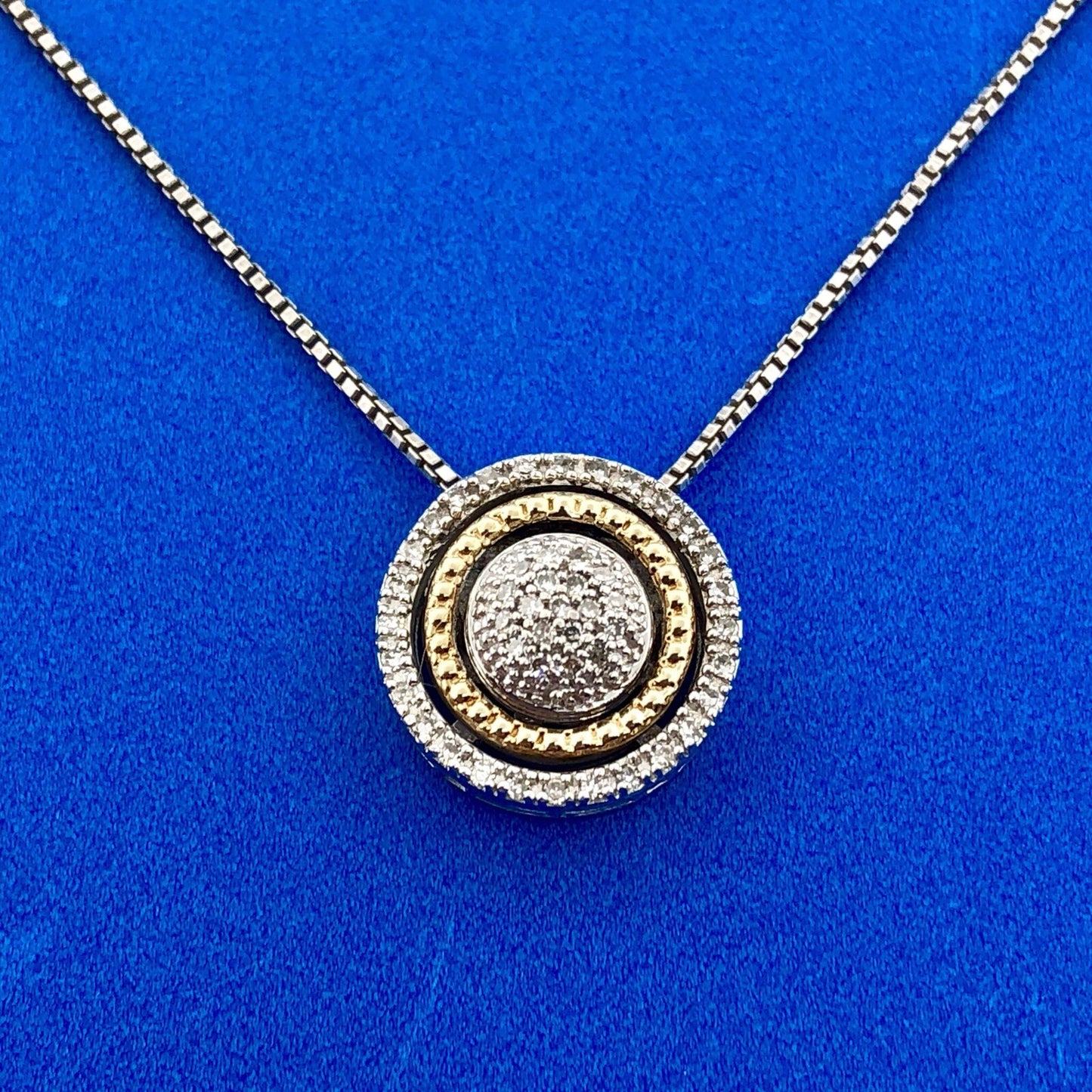 Designer AJ Sterling Silver 14K Yellow Gold Diamond Halo Infinity Necklace