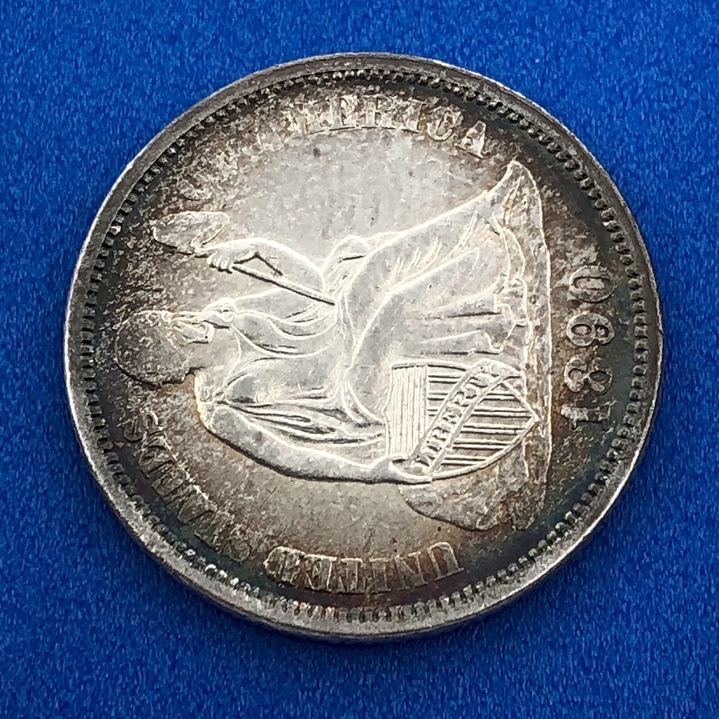 1890 P Silver Seated Liberty Dime Better Key New Orleans Coin Sunset Tone AU DET