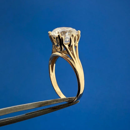 Diamonique 14K Yellow Gold Cubic Zirconia CZ Solitaire Statement Engagement Ring