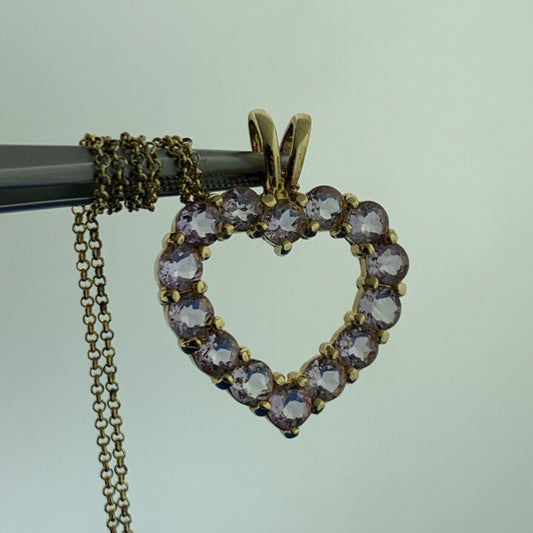 Designer Sterling Silver Vermeil Amethyst Heart February Anniversary Necklace