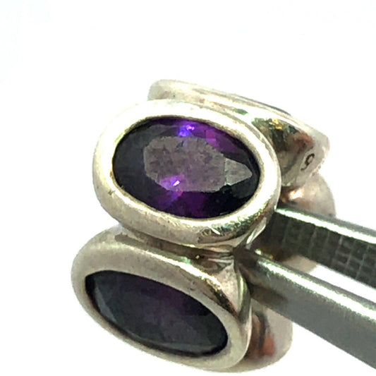 PANDORA ALE 925 Sterling Silver Oval Amethyst Oval Lights Spacer Charm 790311