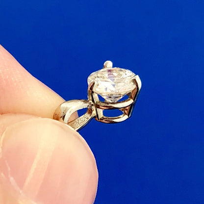 14K White Gold Round Diamond Solitaire Bridal Birthday Anniversary Pendant