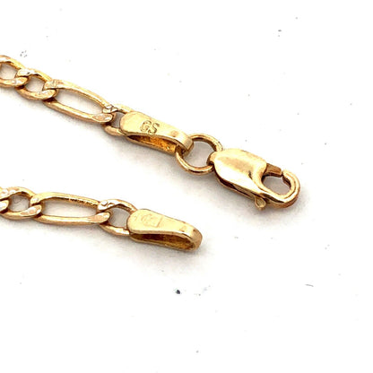 Designer GS 10KT Yellow Gold Engravable Bar Figaro Link Chain ID Bracelet