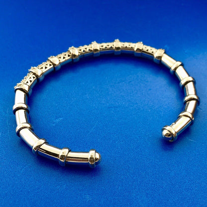 Joe Esposito ESPO Sterling Silver 925 Cubic Zirconia CZ Flexible Cuff Bracelet