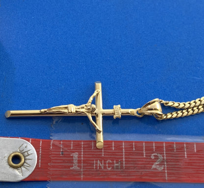 The Gold Gods 14K Yellow Gold Crucifix Cross Unisex Religious Statement Necklace
