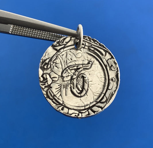 Designer PST Sterling Silver Script Initial T Wax Seal Monogram Pendant Charm