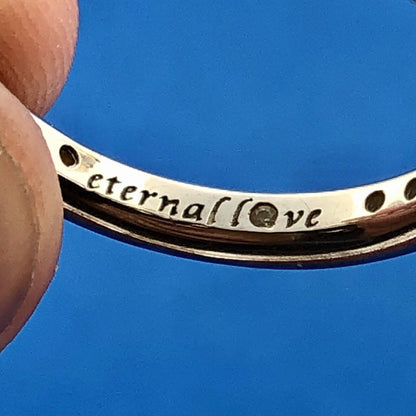 Designer SW 14K White Gold Cubic Zirconia CZ Solitaire Accents Eternal Love Ring