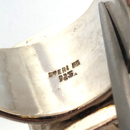 Vintage 925 Sterling Silver Oval Black Onyx Beaded Detail Statement Ring