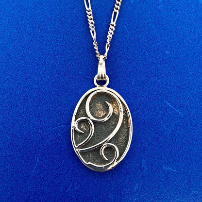 Carolyn Pollack R Moon Sterling Silver 925 Oval Scroll Floral Pendant Necklace