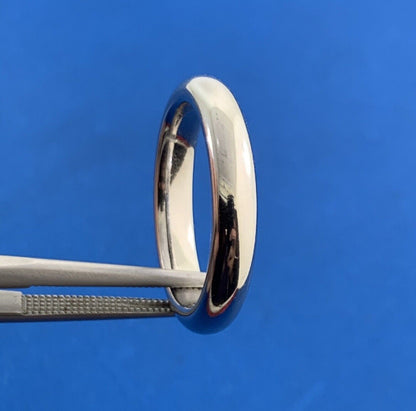 Milor Italy 14K White Gold Minimalist Polished Size 8 Wedding Band Ring