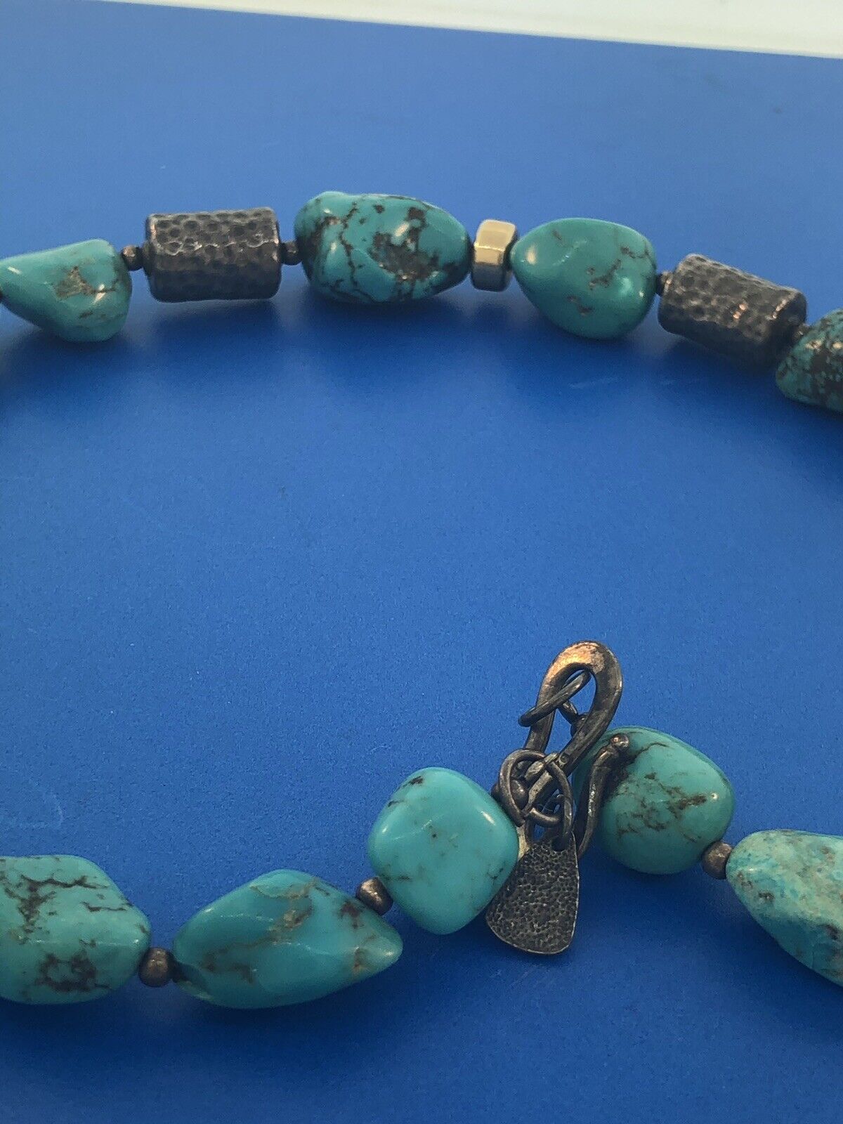 Vintage SILPADA 925 Sterling Silver Chunky Turquoise Nugget Statement Necklace