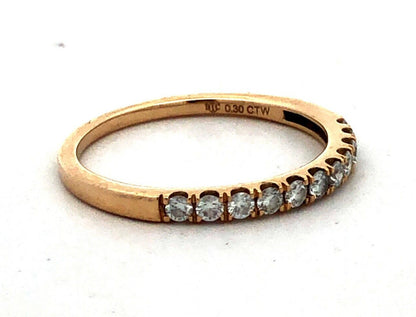 STC 14K Yellow Gold Round Diamond Wedding Anniversary Stackable Band Ring